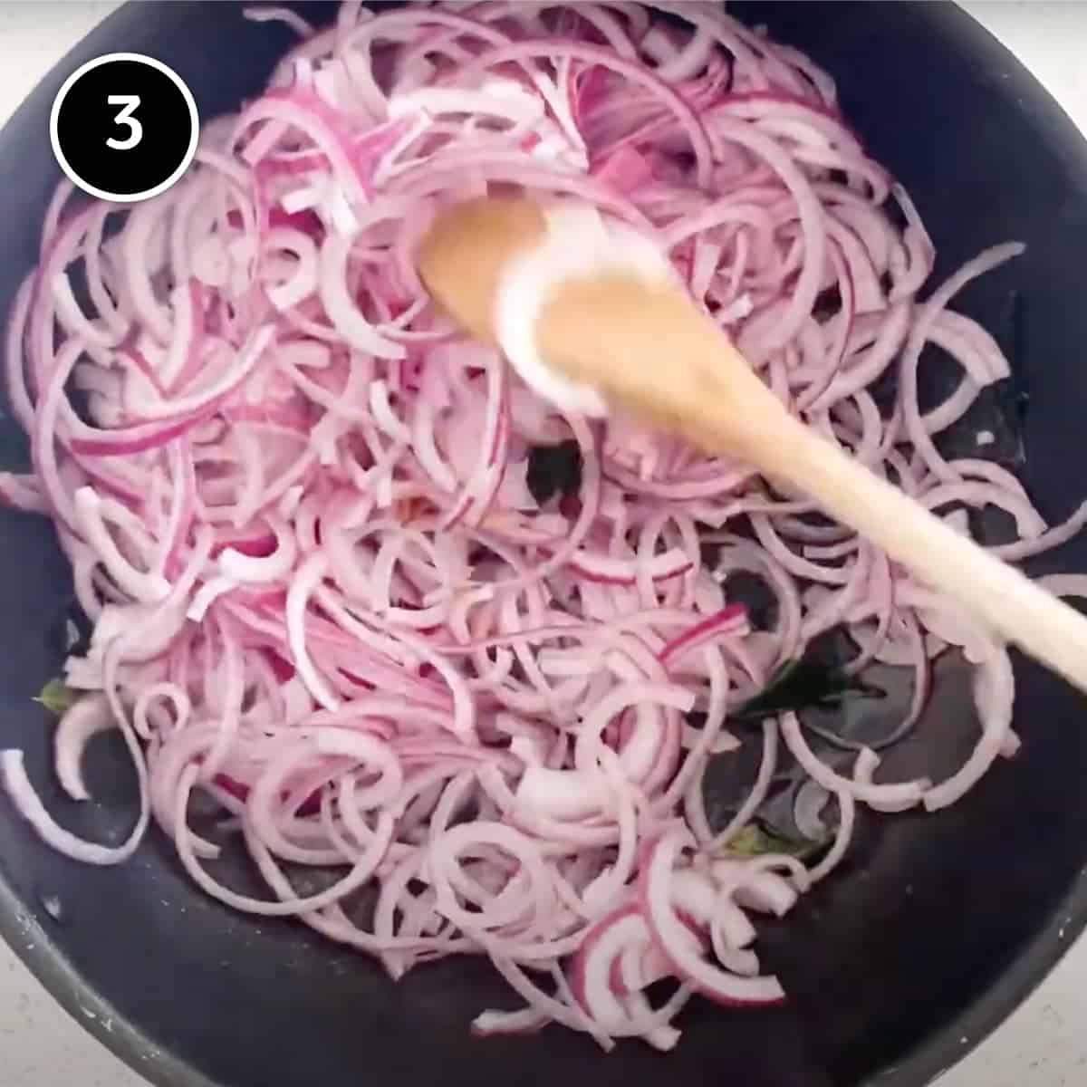 Frying the onion for a Goan Chicken Vindaloo