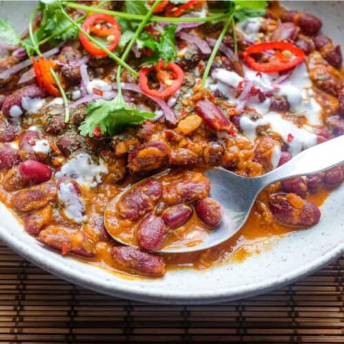 A bowl of Rajma Chawal (Kidney Bean Curry)
