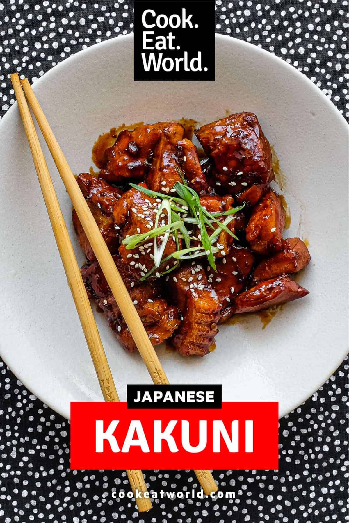 A bowl of Buta Kakuni (Japanese braised pork) with some chopsticks