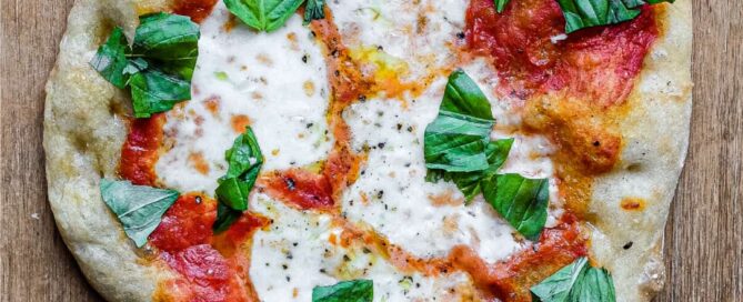 A Tomato, Mozzarella & Basil Pinsa