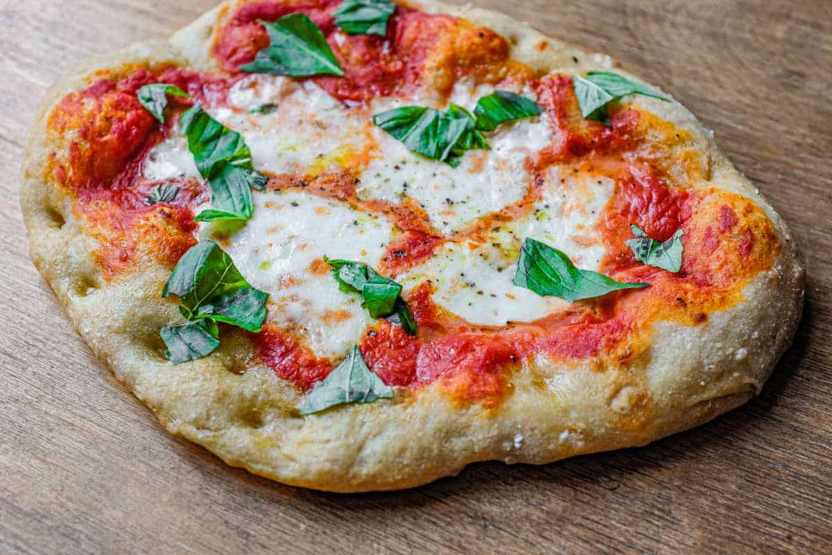 A Tomato, Mozzarella & Basil Pinsa