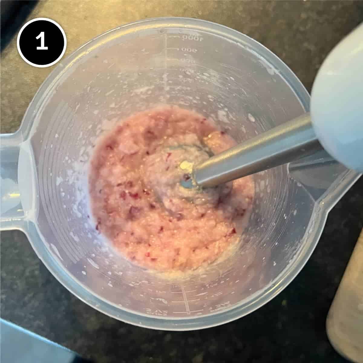 Blending onions with an immersion blender