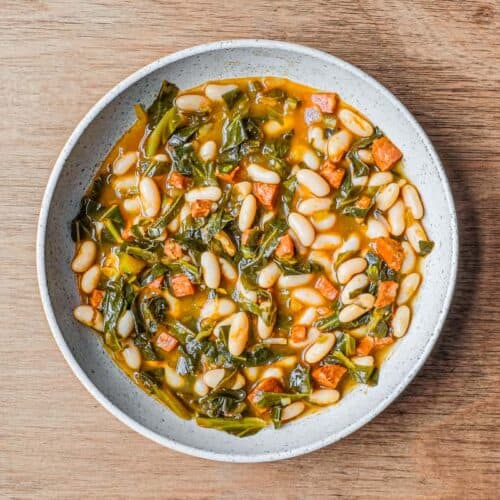 A bowl of Spanish Bean and Chorizo stew