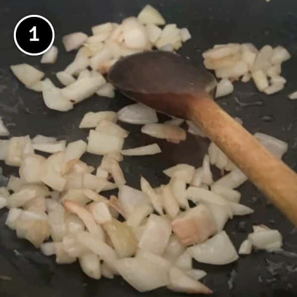 Frying onion in a pan