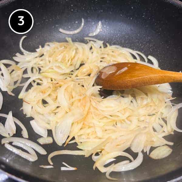 Fring onion and garlic in a large pan