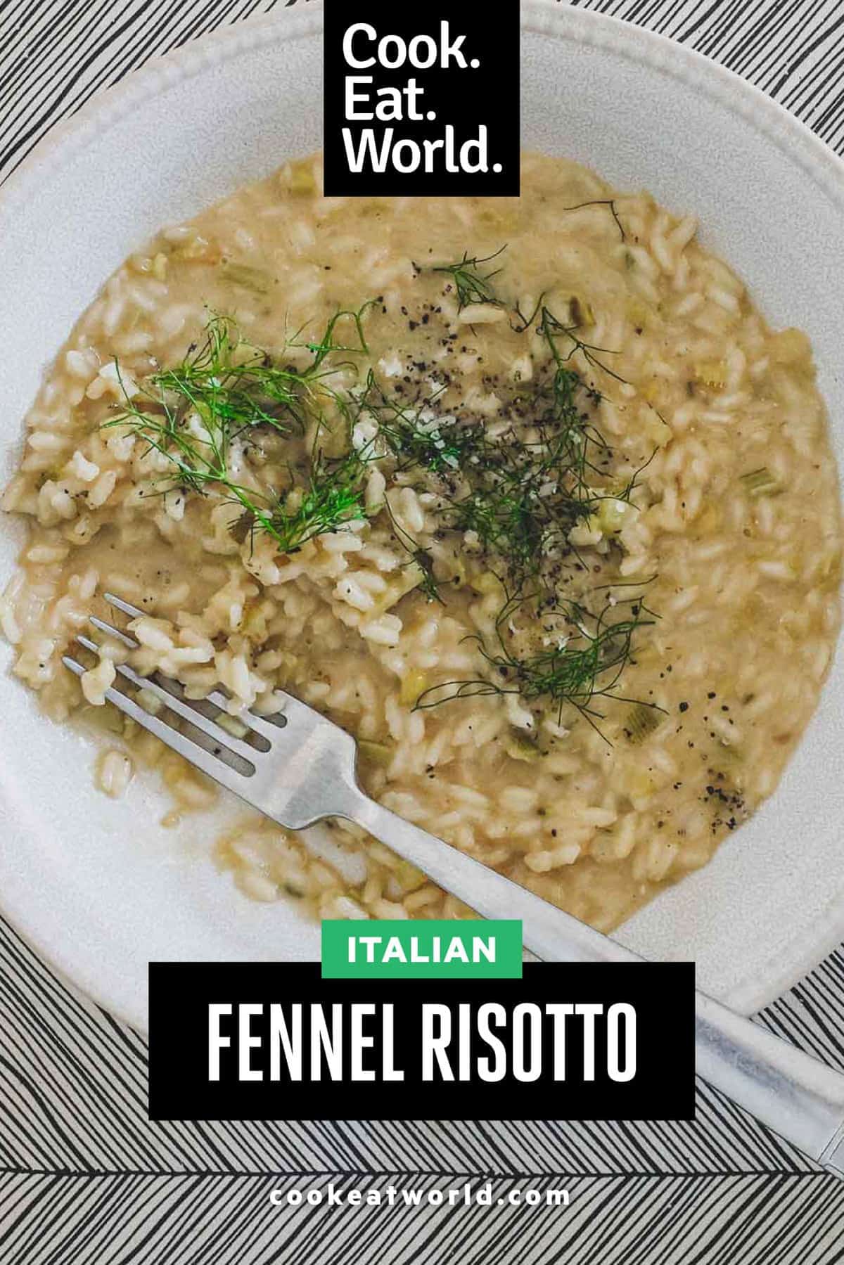 Fennel Risotto in a small bowl with a fork