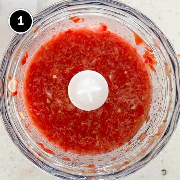 fresh tomatoes blended in a small food processor