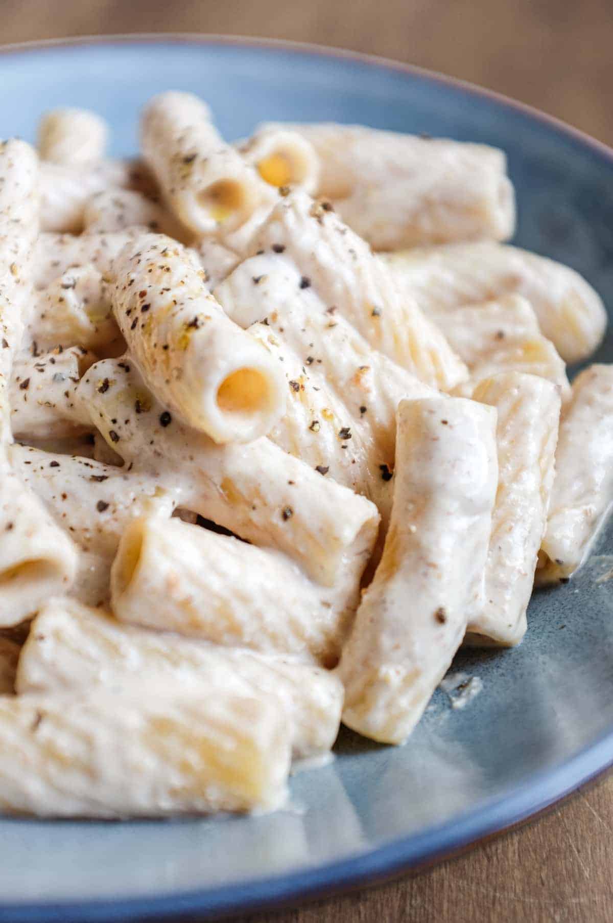 A bowl of Ligurian Tubular Pasta with Walnut Sauce