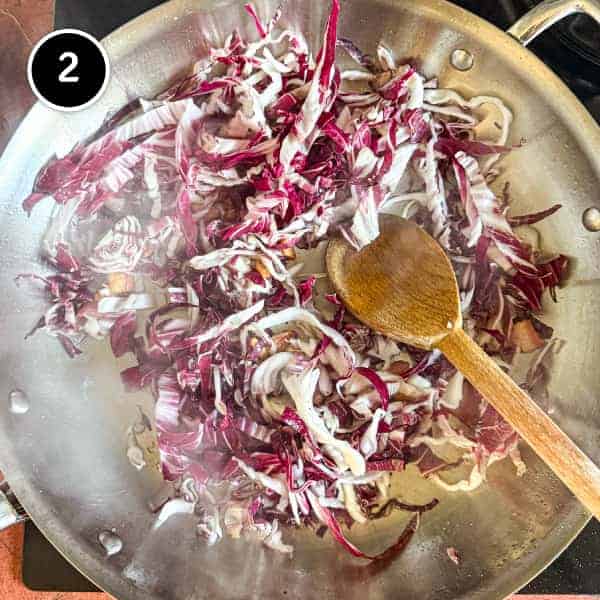 Pasta Al Radicchio & Pancetta | cookeatworld.com Stir frying shredded radicchio with pancetta