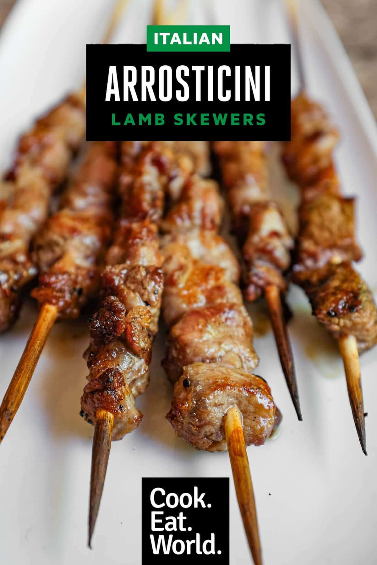 Arrosticini lamb skewers stacked and ready to serve