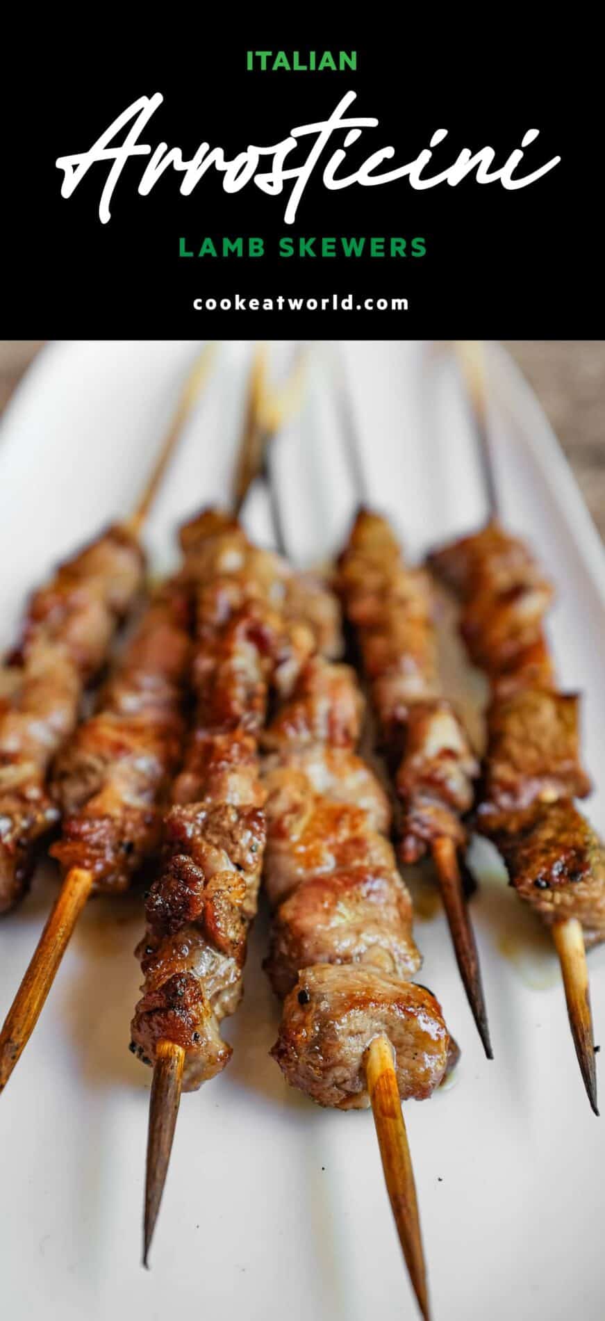 Close-up of juicy arrosticini lamb skewers fresh from the grill