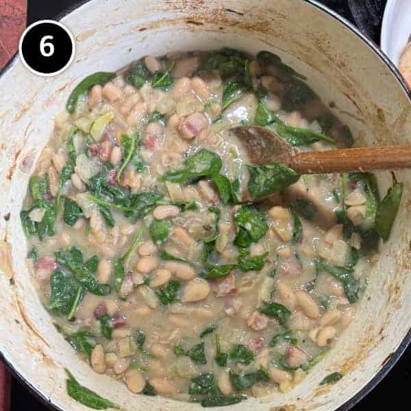 Italian Chicken Thighs with Cannellini Beans and Fennel | cookeatworld.com Stirring the spinach leaves into the cannellini beans