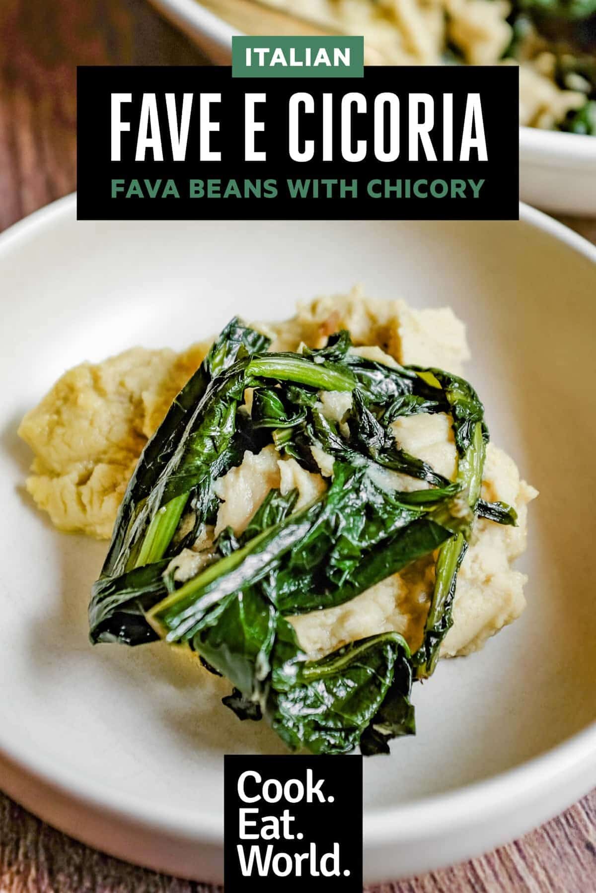 A small bowl of Fave e Cicoria (fava bean puree with chicory).