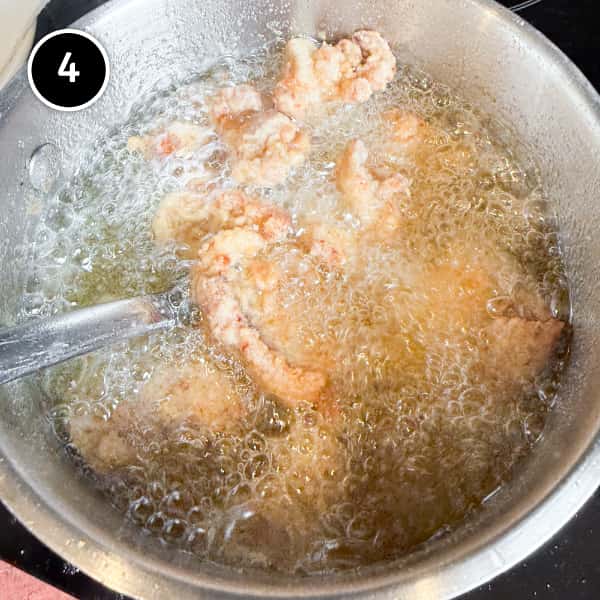 Yurinchi Chicken (Crispy Fried Chicken with Soy Vinegar Sauce) Deep frying chicken karaage for yurinchi chicken