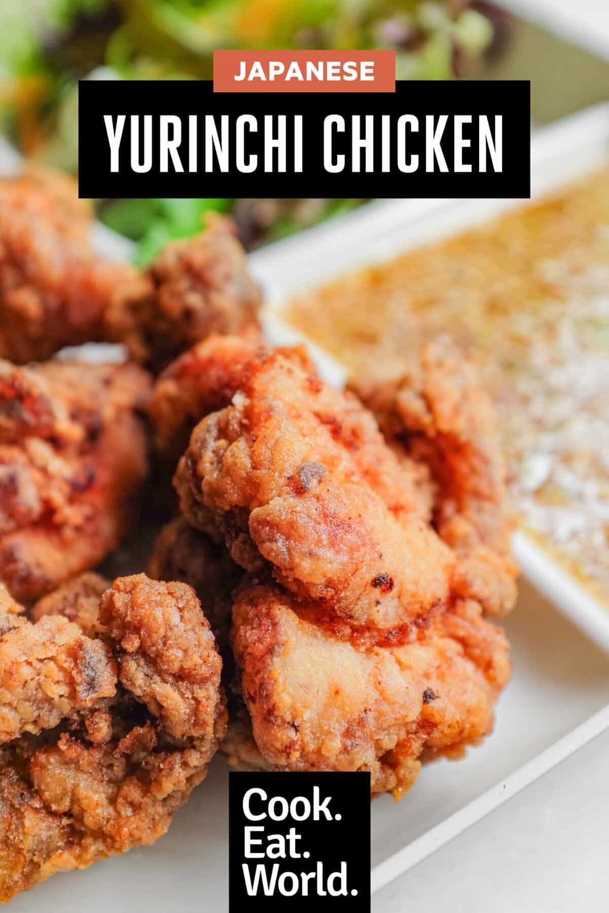 A close up of Yurinchi Chicken with a focus on the karaage chicken.