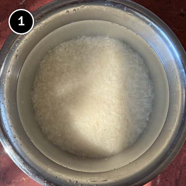 Jeera Rice (Cumin Rice) | cookeatworld.com Rice being soaked in water for Indian Jeera Rice