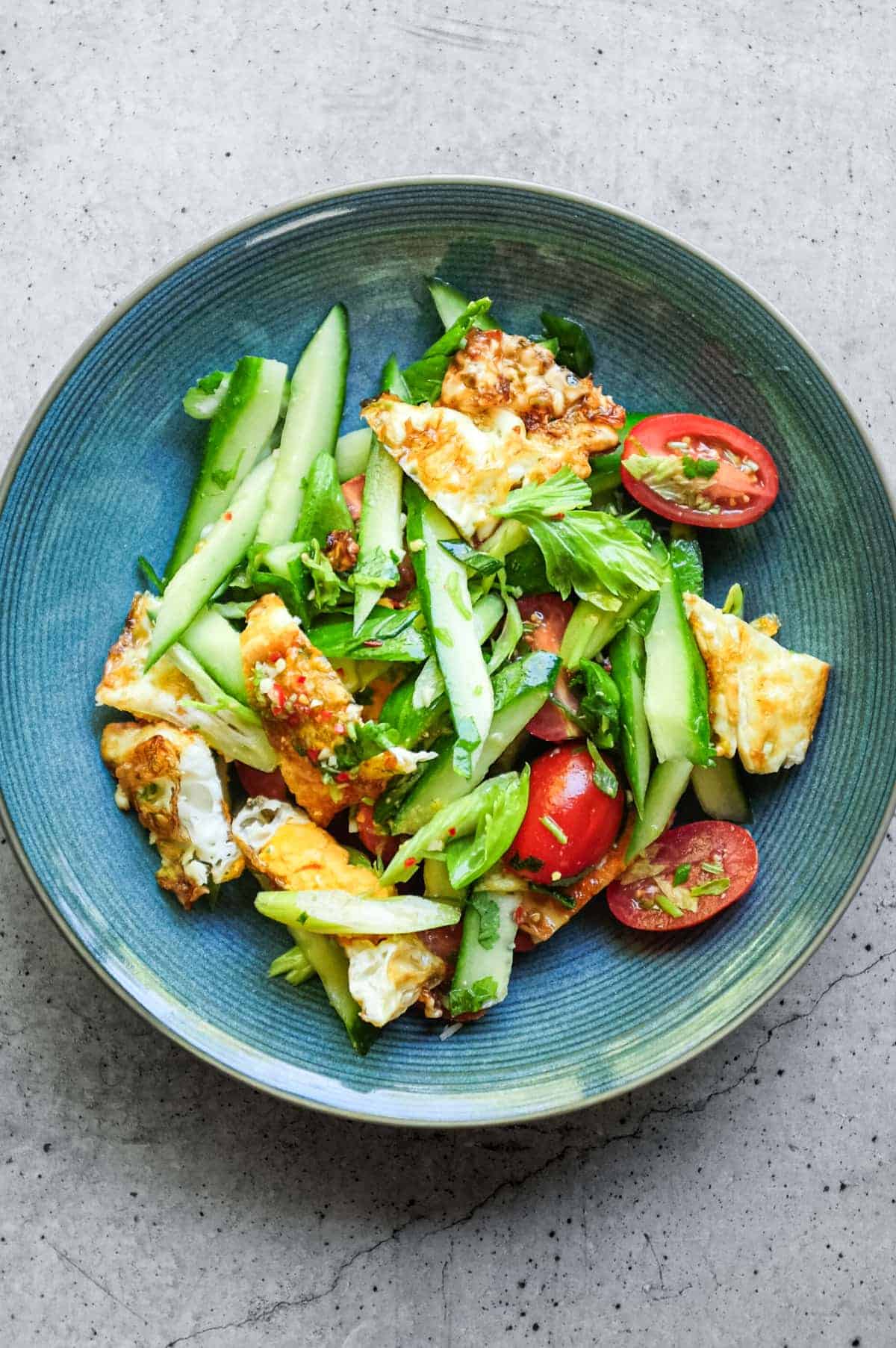 Thai Crispy Fried Egg Salad (Yam Kai Dao) | cookeatworld.com Thai crispy fried egg salad with herbs and chilli dressing