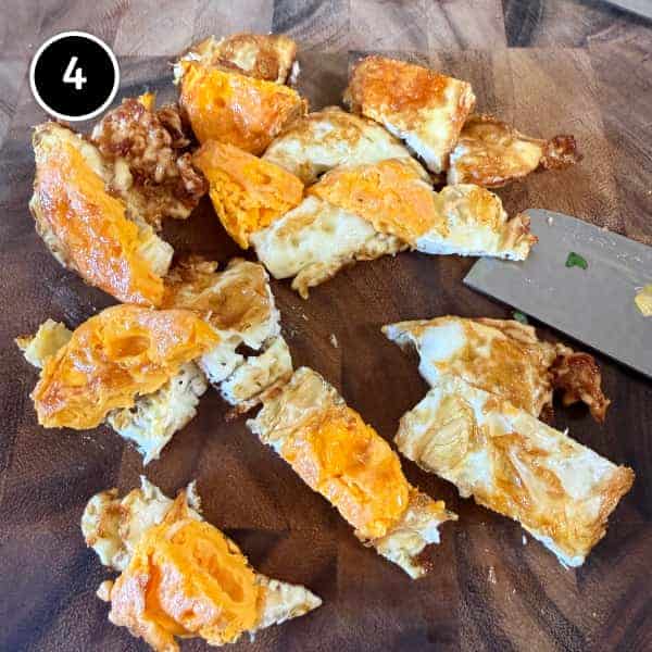 Thai Crispy Fried Egg Salad (Yam Kai Dao) | cookeatworld.com Fried eggs chopped into bit-sized pieces
