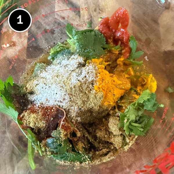 Moroccan Chermoula Chicken | cookeatworld.com Making the chermoula sauce.