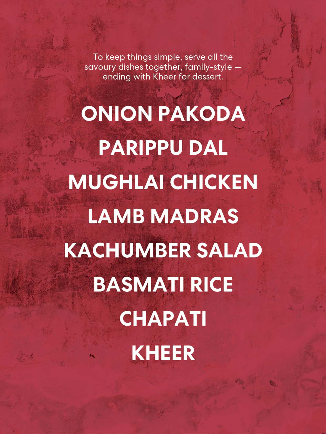 Indian dinner party menu