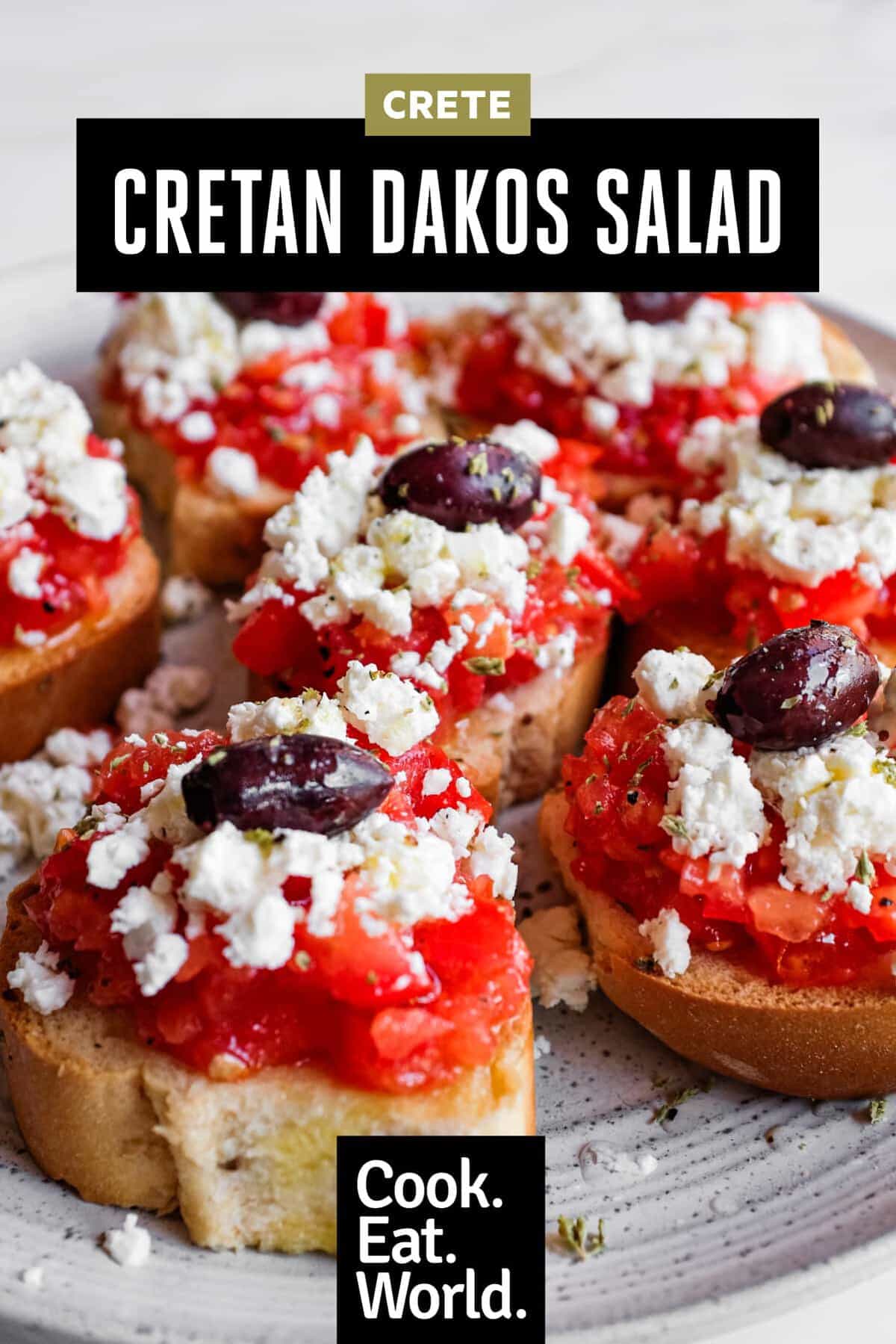 Cretan Dakos Salad | cookeatworld.com Rustic Cretan dakos served mezze-style with olive oil and barley rusks