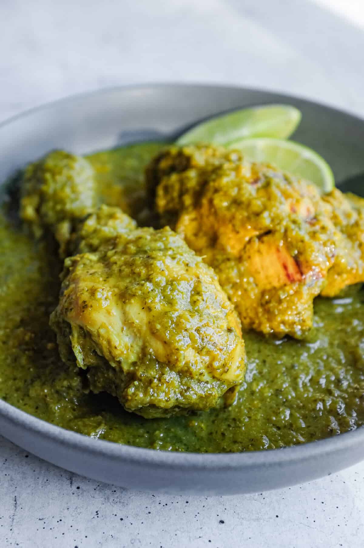 Vibrant Goan Chicken Cafreal featuring a tangy green masala and tender chicken.