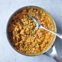 Close-up of authentic Paneer Bhurji with crumbled paneer and tomato masala.