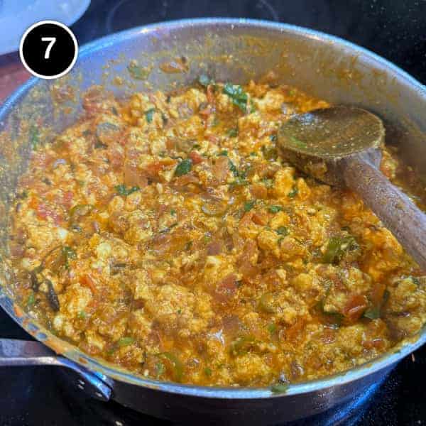 Paneer Bhurji (Indian Scrambled Paneer) | cookeatworld.com Easy homemade paneer bhurji served straight from the pan with fresh cilantro.