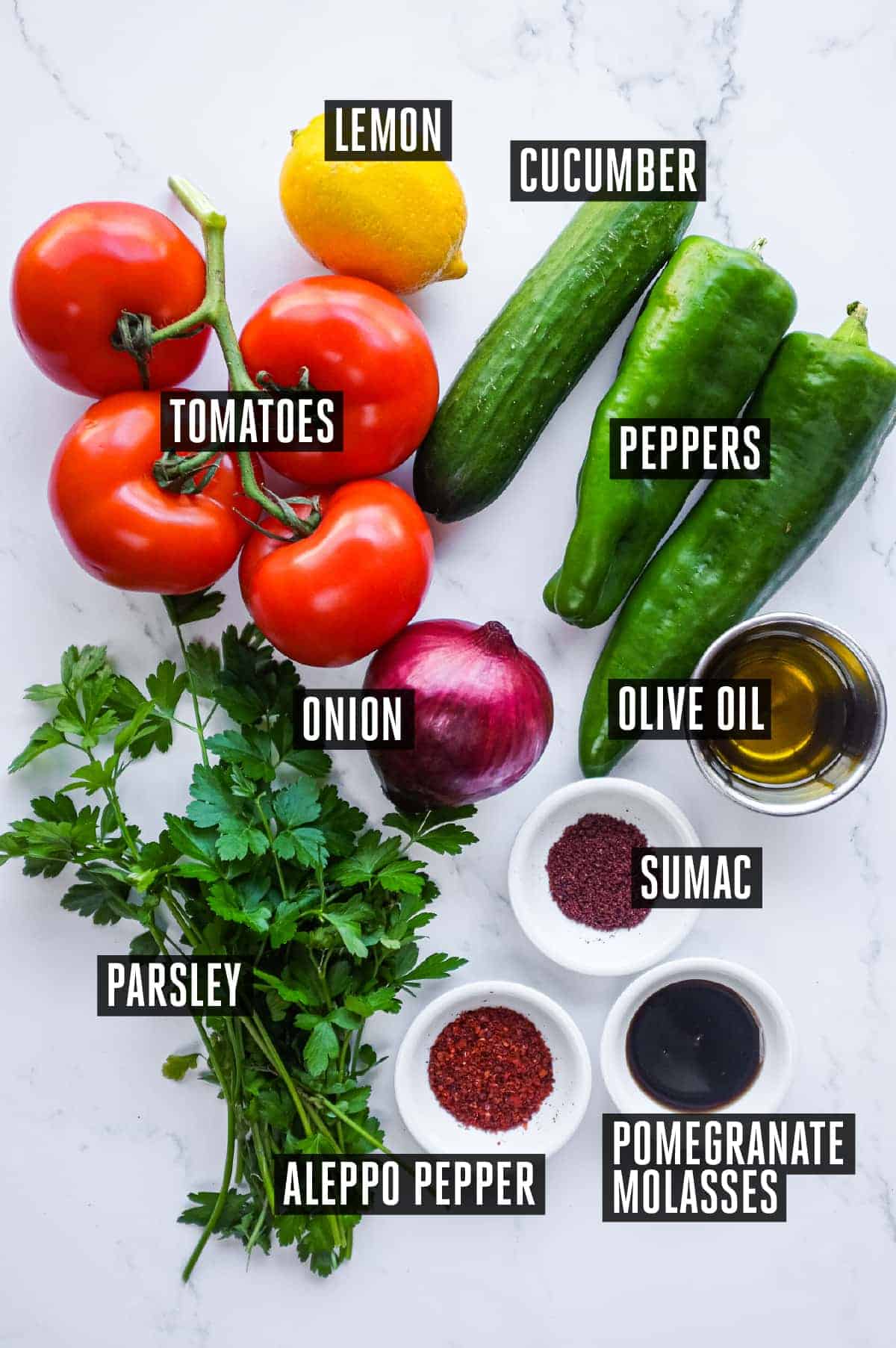 Turkish Spoon Salad | cookeatworld.com The ingredients for Turkish Spoon Salad
