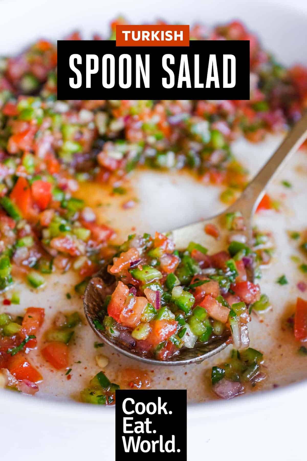 Traditional Turkish salad with finely chopped vegetables, parsley and Aleppo pepper.
