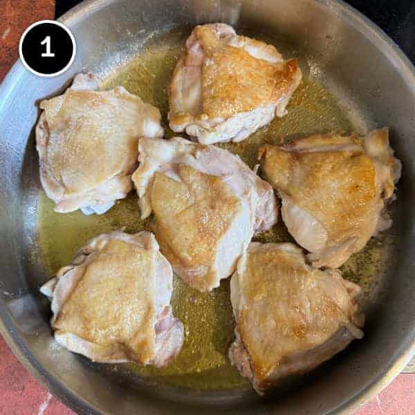 Roman Chicken (Pollo Alla Romana) | cookeatworld.com Browning chicken thighs for Pollo Alla Romana