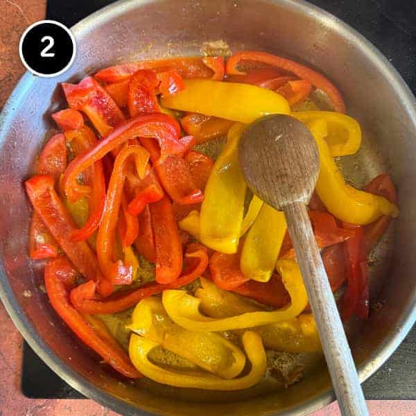 Roman Chicken (Pollo Alla Romana) | cookeatworld.com Sauteed peppers for Pollo Alla Romana